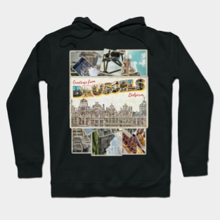 Greetings from Brussels in Belgium Vintage style retro souvenir Hoodie